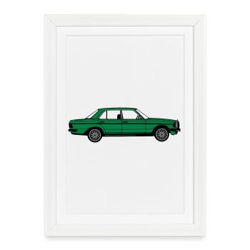 MB W123 ,Youngtimer ,Oldtimer, seitlich ..(25) - Gerahmtes Poster (27 × 37 cm) - Weiß - Vorne