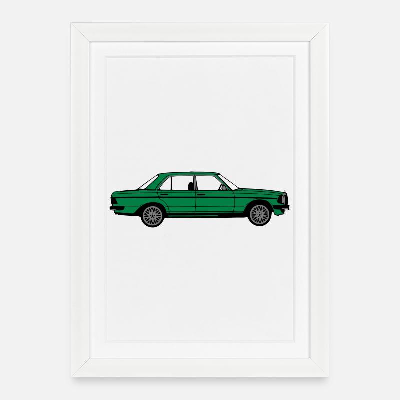 MB W123 ,Youngtimer ,Oldtimer, seitlich ..(25) - Gerahmtes Poster (27 × 37 cm) - Weiß