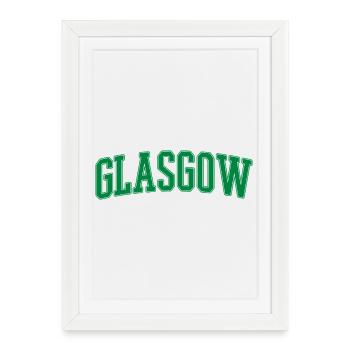 Glasgow Lettering Green Vintage - Affiche encadrée (27 × 37 cm) - blanc - Devant