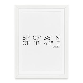 Coordonnées Douvres Angleterre - Affiche encadrée (27 × 37 cm) - blanc - Devant
