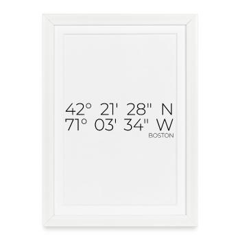 Coordonnées Boston Massachusetts - Affiche encadrée (27 × 37 cm) - blanc - Devant
