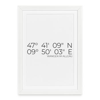 Coordonnées Wangen im Allgäu - Affiche encadrée (27 × 37 cm) - blanc - Devant