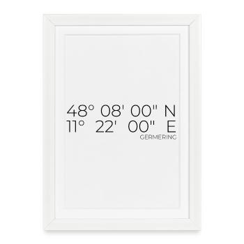 Coordonnées Germering, Bavière - Affiche encadrée (27 × 37 cm) - blanc - Devant