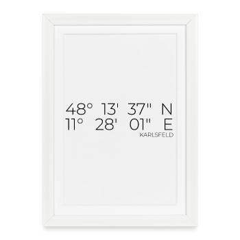 Koordinaten Karlsfeld - Gerahmtes Poster (27 × 37 cm) - Weiß - Vorne