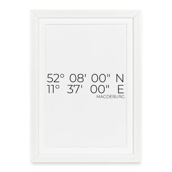Coordonnées Magdebourg - Affiche encadrée (27 × 37 cm) - blanc - Devant