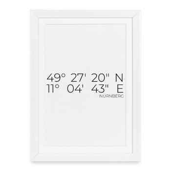 Coordonnées Nuremberg - Affiche encadrée (27 × 37 cm) - blanc - Devant