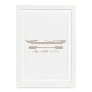 Emblème de kayak Life Love - Affiche encadrée (27 × 37 cm) - blanc - Devant
