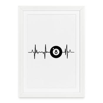 Mon cœur bat pour le billard - Affiche encadrée (27 × 37 cm) - blanc - Devant