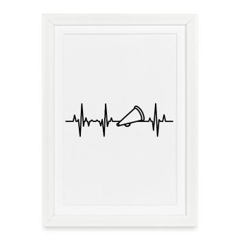 Cardiogramme mégaphone - Affiche encadrée (27 × 37 cm) - blanc - Devant