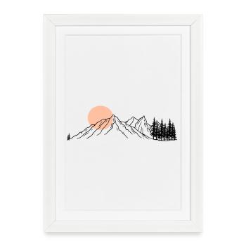 Peach Horizon Line Art - Framed poster (27 × 37 cm) - white - Front