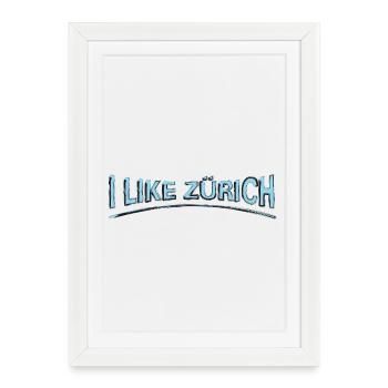 J’aime Zurich | Zurich-Design - Affiche encadrée (27 × 37 cm) - blanc - Devant