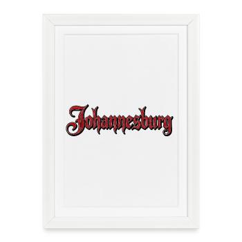Johannesburg Schriftzug mit Gothic-Optik - Gerahmtes Poster (27 × 37 cm) - Weiß - Vorne