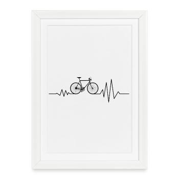 Croquis de vélo vif dans la conception de battement de cœur - Affiche encadrée (27 × 37 cm) - blanc - Devant