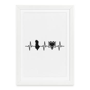 Albanien Herzschlag Albanischer Adler - Gerahmtes Poster (27 × 37 cm) - Weiß - Vorne