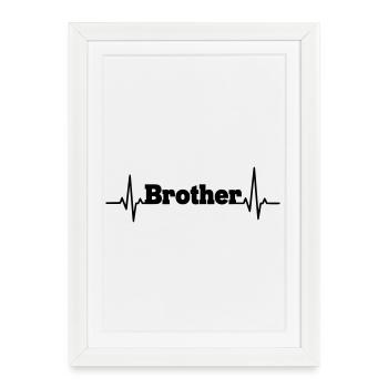 Lettrage de frère avec battement de cœur - Affiche encadrée (27 × 37 cm) - blanc - Devant