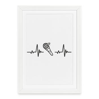 Microphone Chant Musique Rythme Voix Scène Cœur - Affiche encadrée (27 × 37 cm) - blanc - Devant