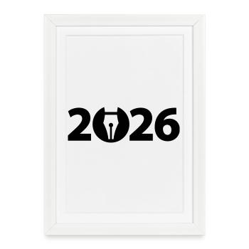 Écrivain 2026, Poète 2026, Stylo-plume 2026 - Affiche encadrée (27 × 37 cm) - blanc - Devant