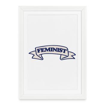 Feminist Crest Ribbon Design - Framed poster (27 × 37 cm) - white - Front