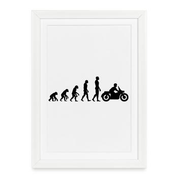 ÉVOLUTION : DE SINGE À MOTARD ! - Affiche encadrée (27 × 37 cm) - blanc - Devant