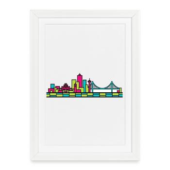 Skyline de la ville de Halifax Citadel Hill Art moderne - Affiche encadrée (27 × 37 cm) - blanc - Devant