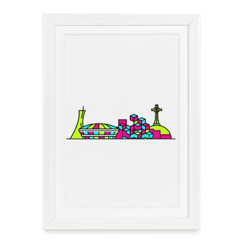 Montreal City Skyline Mount Royal Modern Art - Framed poster (27 × 37 cm) - white - Front