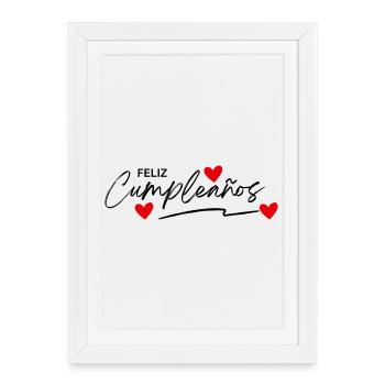 Joyeux anniversaire - Geburtstag - Felix Cumpleanos - Affiche encadrée (27 × 37 cm) - blanc - Devant