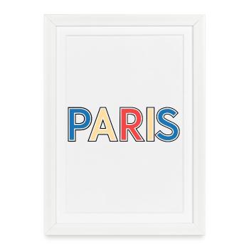 Paris rétro multicolore - Affiche encadrée (27 × 37 cm) - blanc - Devant