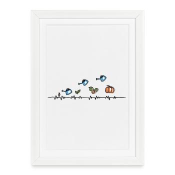 On récolte ce qu’on sème - Garden Doodle Pumpkins - Affiche encadrée (27 × 37 cm) - blanc - Devant