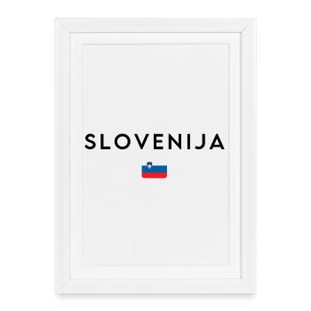 Drapeau slovène, design minimaliste élégant - Affiche encadrée (27 × 37 cm) - blanc - Devant