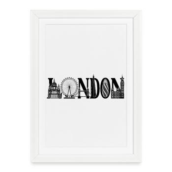 Londres Royaume-Uni, Angleterre Silhouette - Affiche encadrée (27 × 37 cm) - blanc - Devant