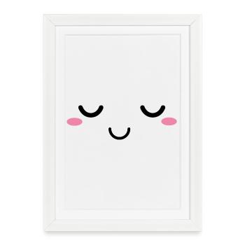 Dreaming Kawaii Face - Framed poster (27 × 37 cm) - white - Front