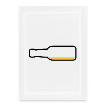 Beer Bottle Empty (Beer Beer Symbol / POS 2C) - Framed poster (27 × 37 cm) - white - Front