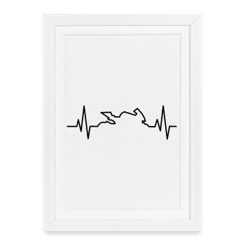 Cadeau du battement de cœur de moto - Affiche encadrée (27 × 37 cm) - blanc - Devant