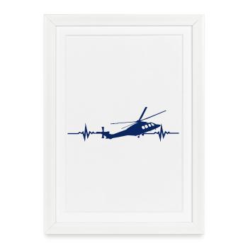 Hélicoptère Hélicoptère Heartbeat - Affiche encadrée (27 × 37 cm) - blanc - Devant