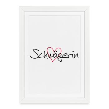 Bachelor party cadeau cœur de soeur - Affiche encadrée (27 × 37 cm) - blanc - Devant