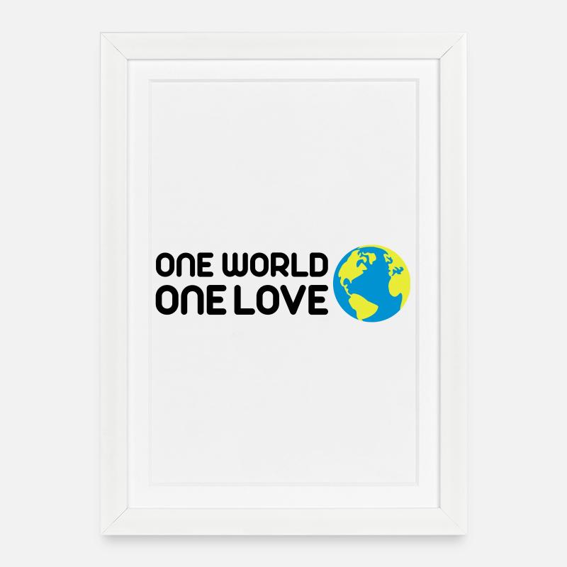 One World One Love - Gerahmtes Poster (27 × 37 cm) - Weiß