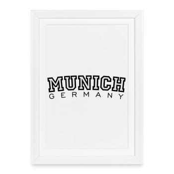 Munich Germany (Schwarz/Weiß) München - Gerahmtes Poster (27 × 37 cm) - Weiß - Vorne