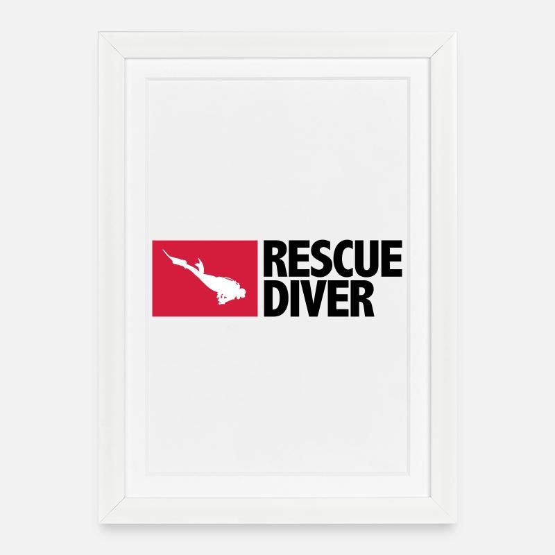 Rescue Diver - Gerahmtes Poster (27 × 37 cm) - Weiß