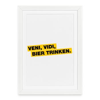 Veni, Vidi, Bier trinken - Gerahmtes Poster (27 × 37 cm) - Weiß - Vorne