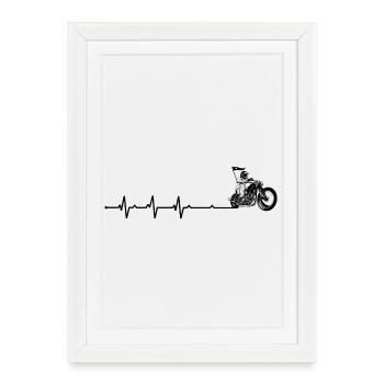 Herzschlag-Biker - Gerahmtes Poster (27 × 37 cm) - Weiß - Vorne
