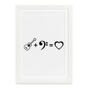 Bass Guitar Love Bas Clef Equation Bassist - Framed poster (27 × 37 cm) - white - Front