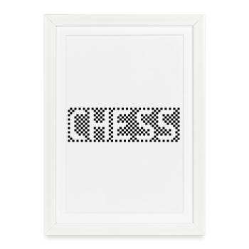Icône de bouclier de logo pixel d’échecs icône graphique de jeu - Affiche encadrée (27 × 37 cm) - blanc - Devant