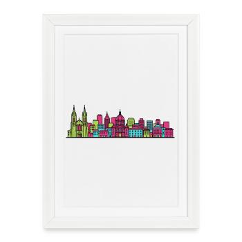 Arc de Triomphe de la Skyline de Montpellier - Affiche encadrée (27 × 37 cm) - blanc - Devant
