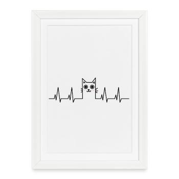 Cat Heartbeat Cat Face - Framed poster (27 × 37 cm) - white - Front