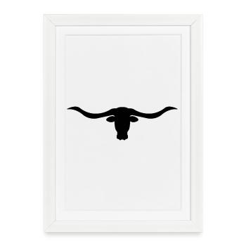 Longhorn head - Framed poster (27 × 37 cm) - white - Front