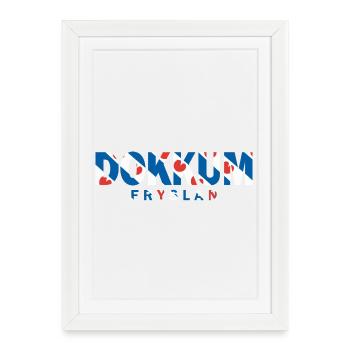 Chemise, sweat à capuche, sac Dokkum Friesland Fryslan Flag - Affiche encadrée (27 × 37 cm) - blanc - Devant