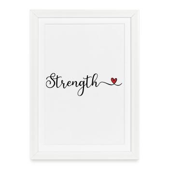 Strength Heart Typography - Framed poster (27 × 37 cm) - white - Front
