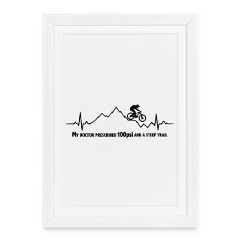 ECG VTT, battement de cœur Saut en VTT - Affiche encadrée (27 × 37 cm) - blanc - Devant