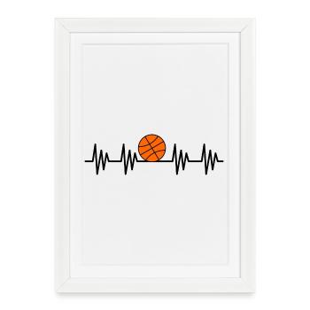 Idée cadeau panier de basket-ball de sport - Affiche encadrée (27 × 37 cm) - blanc - Devant