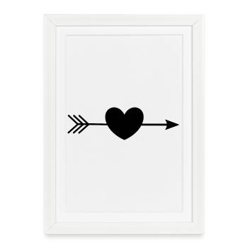Schwarzes Herz Geschenk - Gerahmtes Poster (27 × 37 cm) - Weiß - Vorne